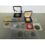 A selection of commemorative coins to include a Seventh SEAP Games 1973 Singapore coin