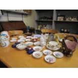 A mixed lot of ceramics to include Royal Worcester, a fox hunting pottery tea set, thimbles and