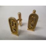 Two yellow metal Egyptian cufflinks