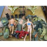 Two 1964 Palitoy Action Men, a 1975 Hasbro A/F and mixed 1960s-1970s clothing and accessories