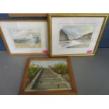 S J Drayson - Sussex Scene, pen and wash drawing, signed in a glazed frame, artist label verso, B