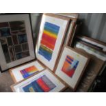 A large selection of abstract framed prints, some limited edition and signed