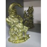 Two 20th century brass Punch and Judy door stops