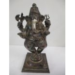 A 20th century Indian white coloured metal statuette of Ganesh, total weight 509.20g, 6 3/4"h
