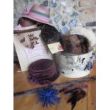 Mixed 1950s-1970s hats to include a mink Russian style hat, a brown boucle beret, a brown Charter