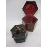 A 19th century rosewood concertina with fretwork end panels, green leather and paper bellows,