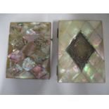 Two late 19th/early 20th century mother of pearl card cases, each with diamond shaped panels, one