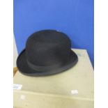 A Lincoln Bennett & Co Hatters of Piccadilly, black bowler hat, 'The Burlington', 6 3/4" side to