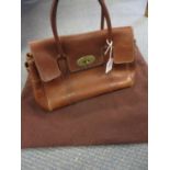 Mulberry - A small Bayswater handbag in mid brown leather, serial number 239206, 12" w x 7"h, with