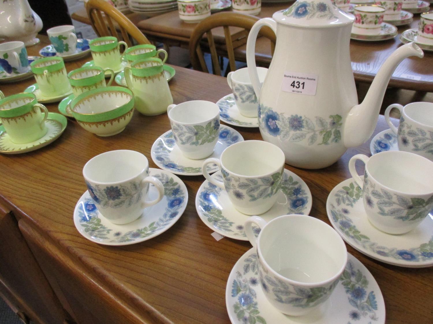 Three vintage Pillivuyt of France coffee cane with four saucers, a Royal Albert Brigadoon part - Image 3 of 3