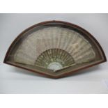 A 19th century fan, the lace leaf decorated with three bands of flowers with trailing stems of