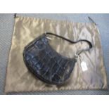 Mulberry - A small occasional black leather shoulder bag with adjustable strap, having a crocodile