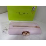 Ted Baker-A crystal bobble matinee patent purse in pale pink, unused, with tags and original box