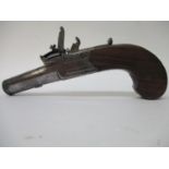 A Dunderdale, Mabson & Labron Flintlock pocket pistol with drop down trigger, the side plate