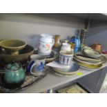 A selection of mainly Studio pottery to include a signed bowl and other items