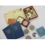 Mixed coins and loose stamps to include two commemorative decimal coin sets