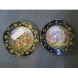 Two 19th century French porcelain cabinet plates, one A/F, Bataille De Fontessoy and Bataille de