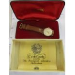 A vintage Smiths gents watch with tan leather strap in original case