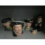 A group of Royal Doulton character Toby jugs to include Winston Churchill, large Henry VIII D6642,