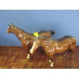 Two Beswick models of brown mares
