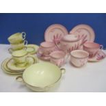 A Crown Devon Lupus breakfast set together with a small quantity of Crown Devon Springwood tea and