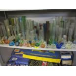 A collection of glass bud vases