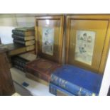 A mixed lot of books to include a set of Thackeray's novels, together with two prints