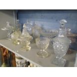A selection of Victorian and later glassware to include vases with covers and a fruit dish