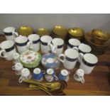 A mixed lot to include oriental lacquered ware, Doulton British Airways mugs, Doulton part coffee