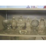 A selection of Victorian and later glass vases with covers, together with a Georgian serving rummer,