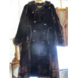 A Canadian seal fur coat with leather detail and buttons A/F