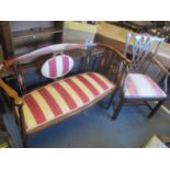 Victorian and later china to include a salon sofa, Chippendale style chair, balloon back and an