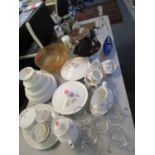 A Royal Doulton Pillar Rose part dinner and coffee service, along with various other ceramics,