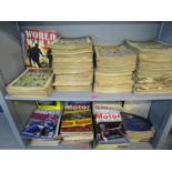 A quantity of 1950s and later Dandy and Beano comics, along with various 1960s motoring magazines,