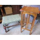 A 1930s oak barley twist stool, together with an early 20th century oak occasional table