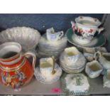 A Welsh Gaudy ware pot and mixed ceramics to include a blue and white part breakfast set, marked