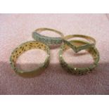 Four 9ct gold rings, total weight 9.8g