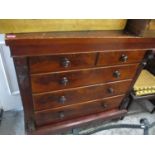 A late Victorian mahogany finished five drawer chest on turned feet 45 1/2"h x 45"w