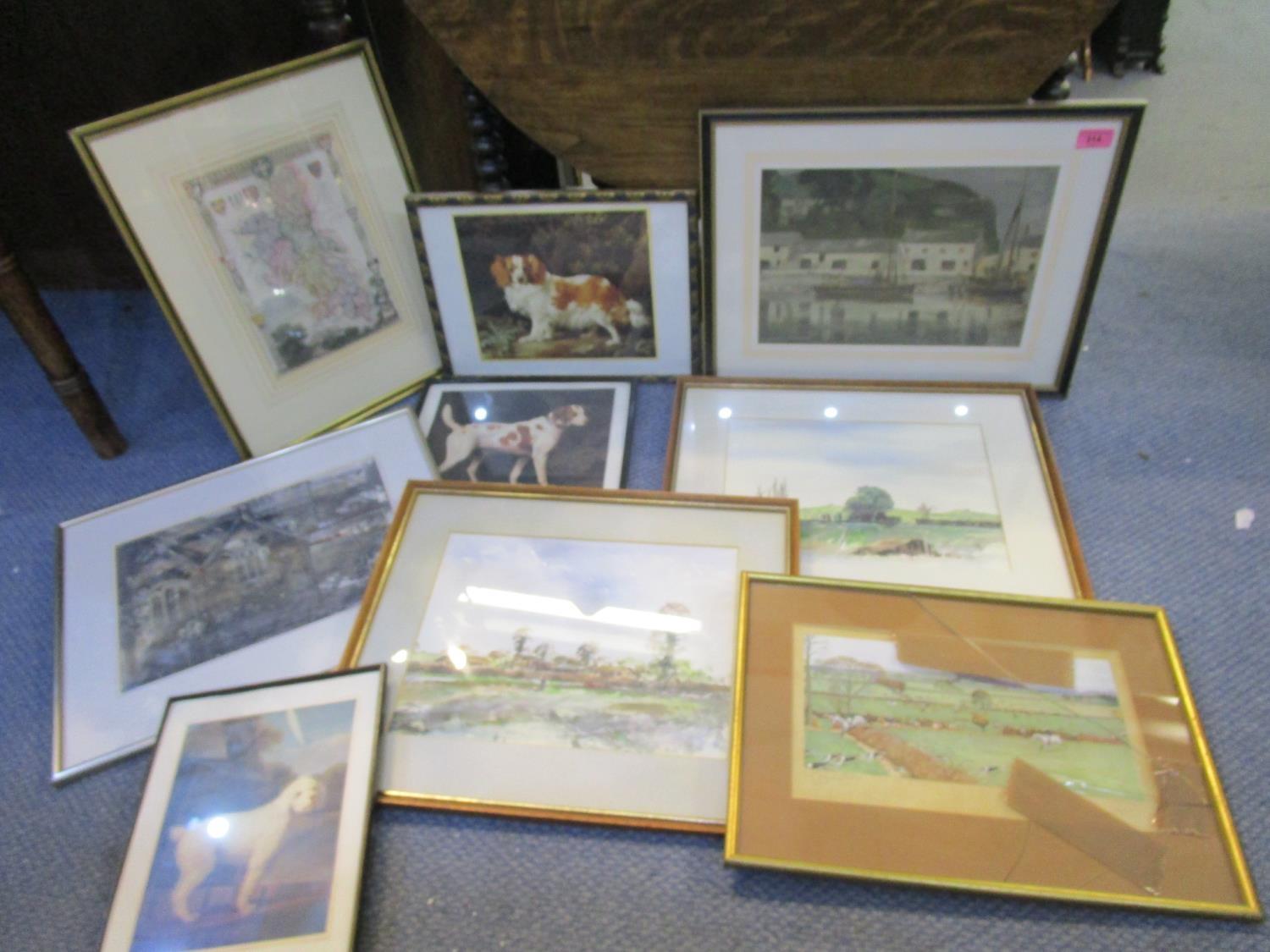 A quantity of framed and glazed watercolours, prints and other pictures to include a Cecil Aldin