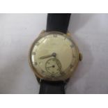 A gents 9ct gold Majex wristwatch having subsidiary seconds dial