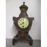 A late 19th century German mantle clock, the movement marked Lenzkirch