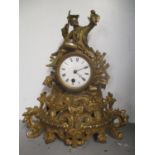 A late 19th century gilt metal French mantle clock