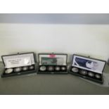 Britannia Collection three cased silver proof four coins sets 1997, 2003 and 2005 with