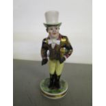 A Stevenson and Hancock Derby porcelain figurine of John Liston as Paul Pry, 5 1/2" h, marks to base