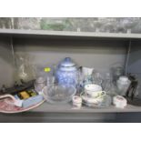 A mixed lot of ceramics and glassware to include an Edinburgh Crystal ice bucket, and a Heredities
