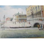 Italian School - Venetian scene, possibly St Marks Square, oil on canvas, signed indistinctly