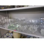 Mixed glassware to include Champagne coupes and water jugs
