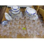 A quantity of French Baccarat glasses, together with a vintage part dinner service (some glasses A/