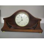 An Edwardian mahogany mantle clock fitted with a French 8 day movement, 6" x 11 1/4"