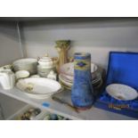 A mixed lot to include a Doulton vase, French plates, Art Nouveau vase, Bavarian service, boxed